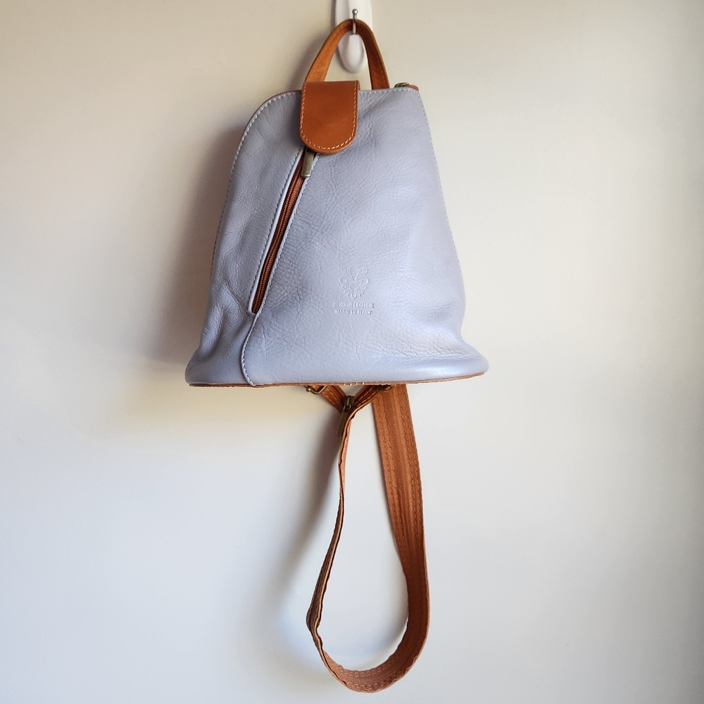 Vera Pelle Genuine Soft Leather Backpack Convertible Shoulder Bag